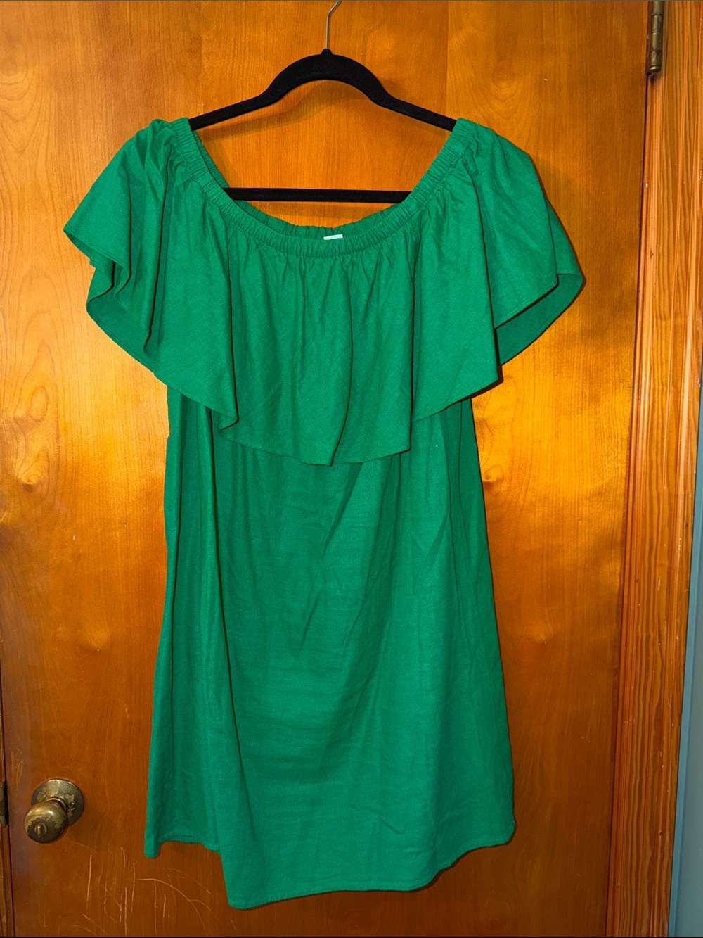 Old Navy Green One-Shoulder Ruffle Dress